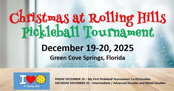 Christmas At Rolling Hills pickleball tournament graphic
